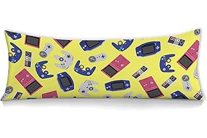 WONDERGIFT Game Body Pillow Cover for Boys Gifts Gaming Pattern Long Pillow Case with Zipper Ultra Soft Decorative Modern Large Pillowcases Soft Cushion Covers for gameroom,Bedroom,Couch,Sofa 20"x54"(Yellow)