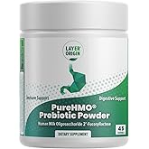 Layer Origin | PureHMO Human Milk Oligosaccharide (HMO 2'-FL) Prebiotic Fiber Powder - Feed 200 Billion Probiotics/Scoop, 45 Servings