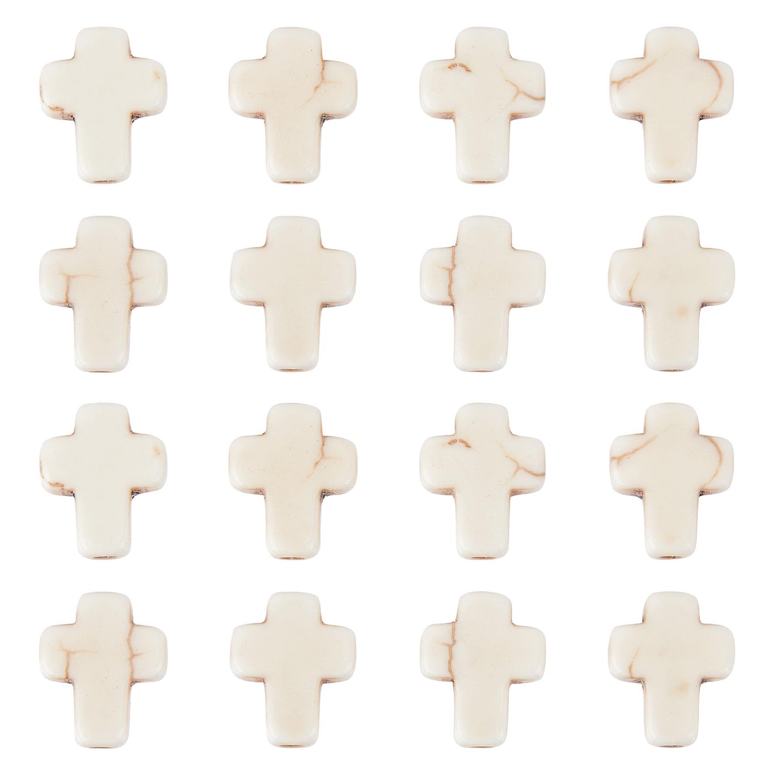 SUNNYCLUE 1 Box 200Pcs White Cross Beads Synthetic Turquoise Tiny Small Cross Beads Semi Precious Stone Bead Loose Spacer Beads for Jewelry Making Beading Kit Beaded Bracelets DIY Craft 8x10mm