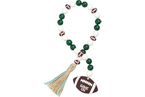 RMEOSYE Football Wooden Beads Garland with Touchdown Wooden Tag Jute Rope Plaid Tassels Farmhouse Rustic Decor Tiered Tray Decorations Fall Season Party Home Ornaments
