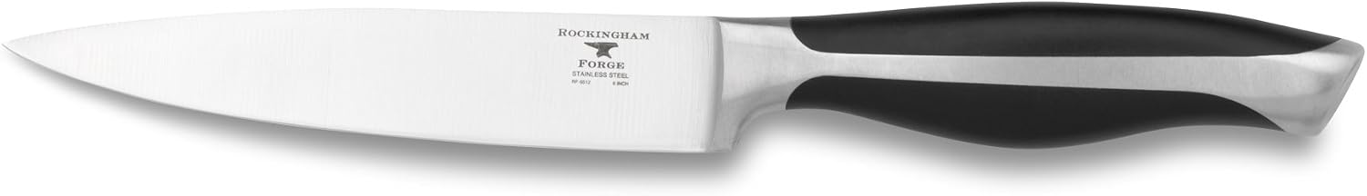 Rockingham Forge Essentials 5500 Series Sandwich Knife with Black POM Handles, Stainless Steel Blade, 6, Silver, 15 cm
