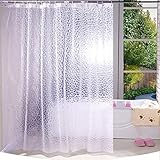 3D Waterproof Shower Curtain - Crazylynx Bath Tub Shower Curtain EVA Anti-Bacterial Anti-Mildew Bathroom Curtains Liner Set with 12 Hooks Gifts for Home Hotel School Men Women Kids Decorative Clear