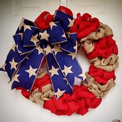 Burlap American Flag Wreath USA United States of America