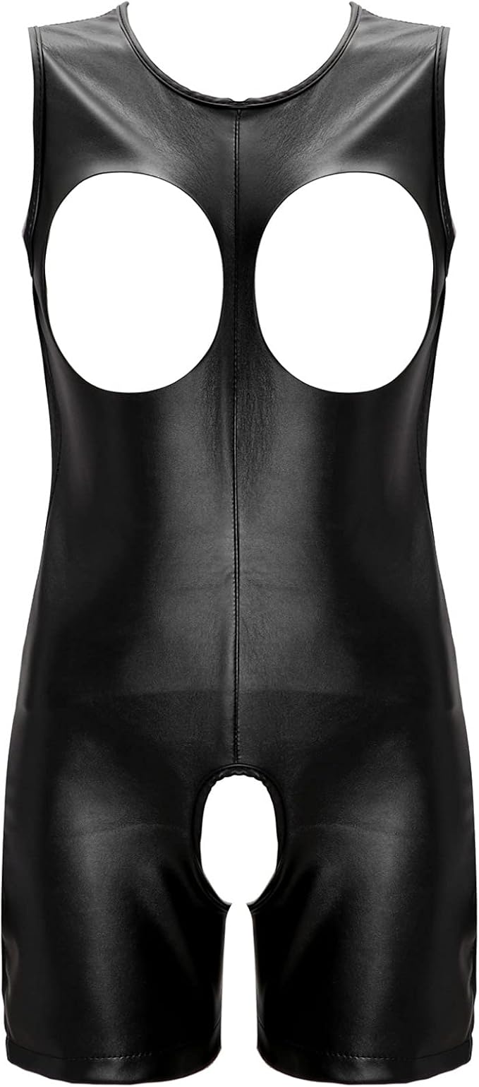 Choomomo Womans Wet Look PVC Leather OnePiece Cupless Bodysuit Teddy