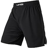 LAFROI Mens Boxing Shorts Jiu Jitsu MMA Cross Training Fighting Trunks Activewear with Drawstring-QJK06