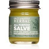 Ora's Amazing Herbal All Purpose Salve, Natural Healing Ointment, Tea Tree Oil Skin Balm, Comfrey Calendula Thyme Plantain, Hand Salve, Rash Cream, Dry Skin Repair, Itch Relief, 1 oz Glass Jar