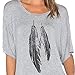 Haola Womens Funny Printed Feather Graphic T Shirts Loose Tops Juniors Tees