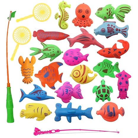 EXQUILEG Badewannenspielzeug Bad Angeln Spielzeug Badespielzeug Angelspiel Lernspiel für Baby Kinder mit Einer Magnetischen A