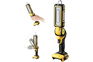 GUNOZE Cordless LED Work Light for De-Walt 20V Battery, Two Levels Adjustable Up to 1000 Lumens with Low Voltage Protection, 90 Degree Rotating Wide-Angle Lighting for Workshop, Camping, Outdoor