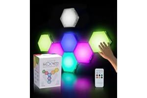 HEXlights SnapTap 7-pk Tap Tap Sensory Lights - Touch & Remote Controlled Multicolored Magnetic Hexagon Lights - Interactive 