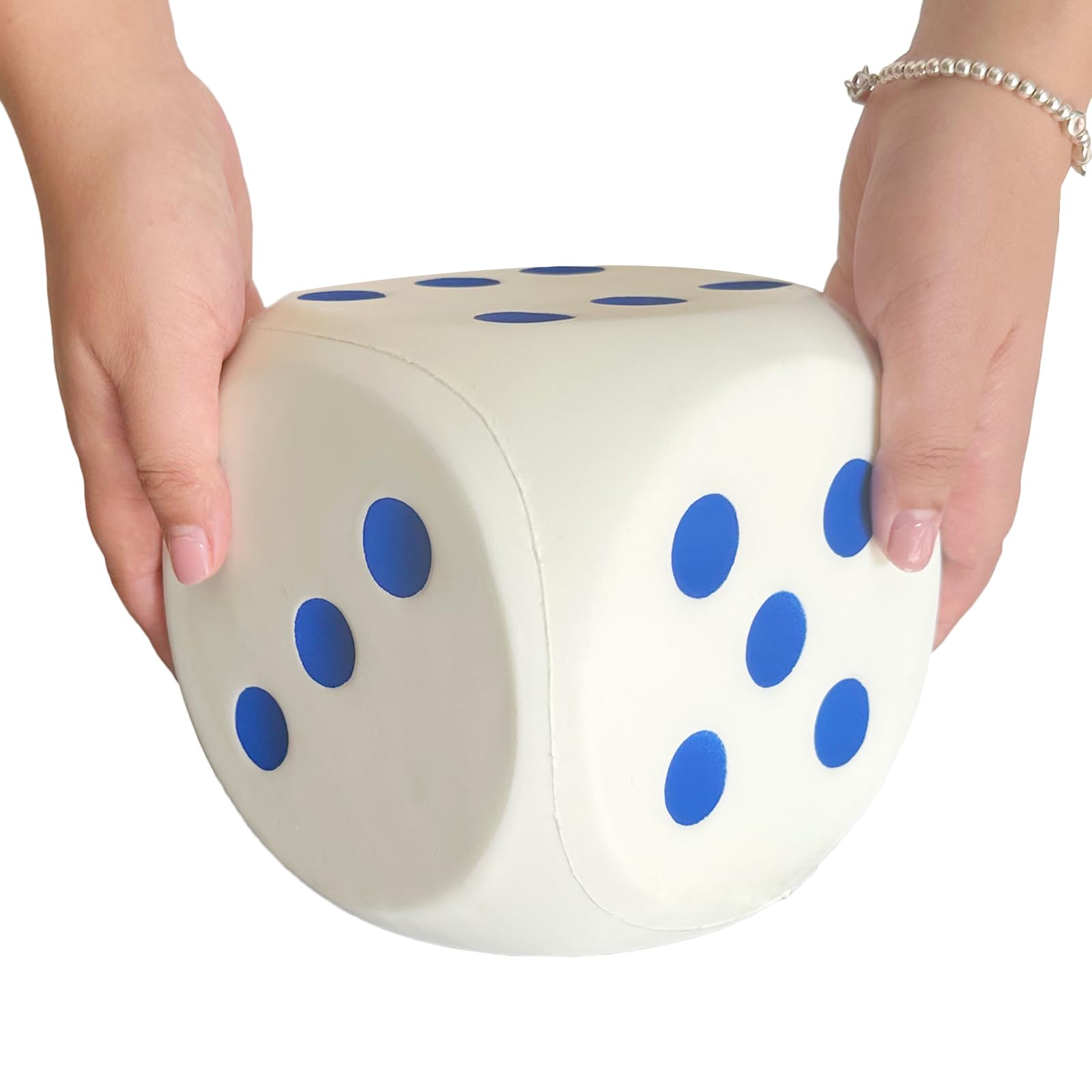 5.9 Inches Jumbo Foam Dice, A Fun-Filled, Educational Giant Toy for Game Nights and Learning Sessions (Lucky White)