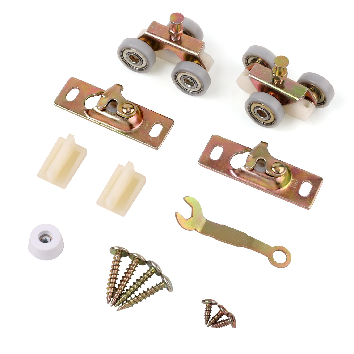 PEUTIER Pocket Door Hardware Set, 1 Inch Ball Bearing Wheels, Multicolored