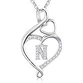 RIVIKO Valentines Day Gifts for Her-Infinity Heart Initial Necklace for Women,925 Sterling Silver Letter Pendant Personalized Jewelry,Birthday Mother's Day Gifts for Mom Women Wife Friend