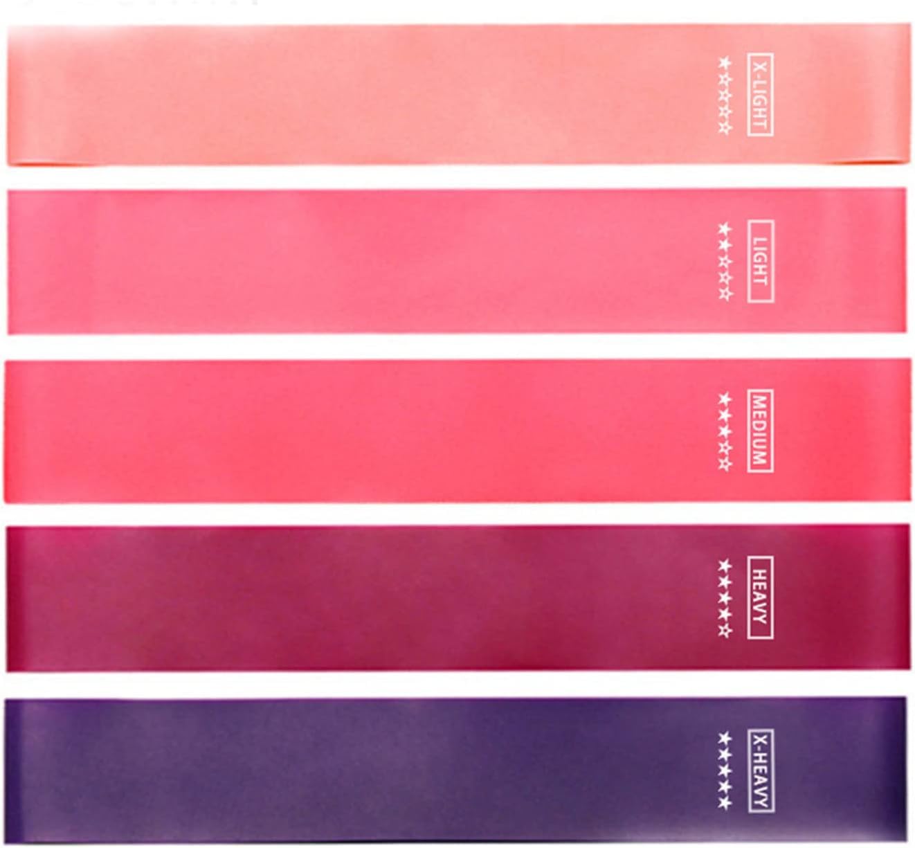 KKTECH Resistance Bands, Set of 5 Skin-Safe Fitness Exercise Loop Bands with 5 Varying Resistance Levels, Carrying Case, Perfect for Home, Gym, Yoga, Training (Pink - Purple)