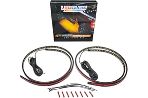 LEDGlow 70" Truck LED Running Board Light Amber Side Marker Kit with White Courtesy Lights for Extended & Crew Cab Trucks - Multi-Function Lighting - Flexible Waterproof Strips