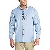 Outdoor Ventures Men's UPF 50+ UV Sun Protection SPF Hiking Shirt Long Sleeve Lightweight Quick Dry for Safari Travel Fishing