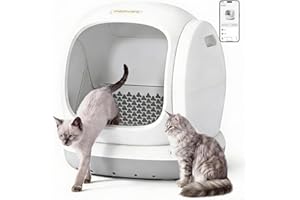 Meowant Self Cleaning Cat Litter Box - Open-Top Automatic Litter Box with APP, 0 Risk of Stuck Cats, Safer Automatic Litter Boxs, Low Entrance for Multiple Cats
