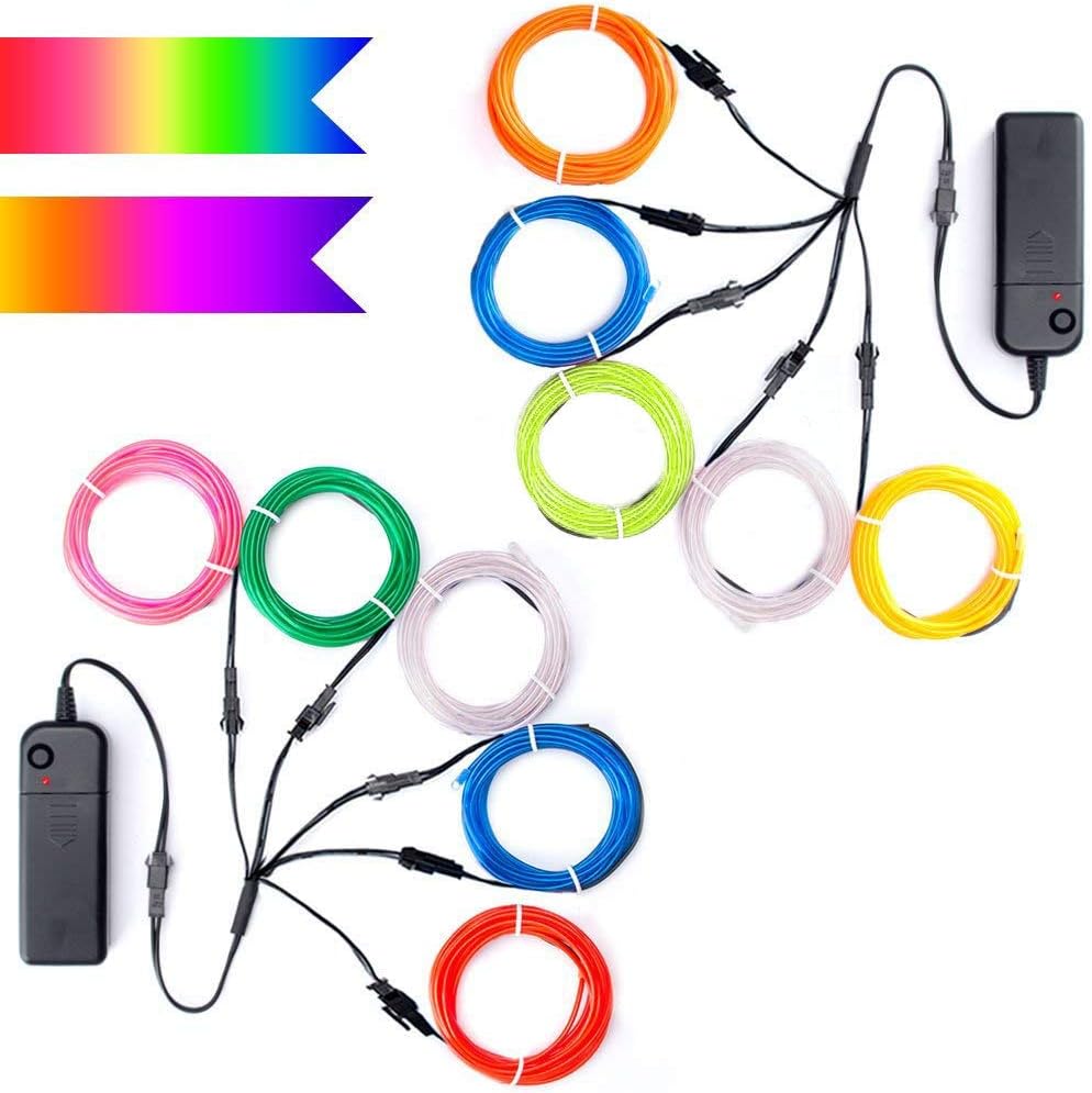 Aria EL Wire Neon Lights Kit 2 Pack 8 Colors with Battery Box for Parties Blacklight Run, Easter, Halloween DIY Decoration - Image 3