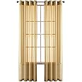 GoodGram 2 Pack Ultra Luxurious High Woven Elegant Sheer Grommet Curtain Panels - Assorted Sizes & Colors (Gold, 84 in. Long)