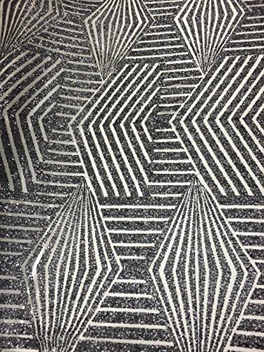 Black Nude Mesh Bombshell Sequin Stretch Lace Apparel Fabric - BTY - 54" / 55"
