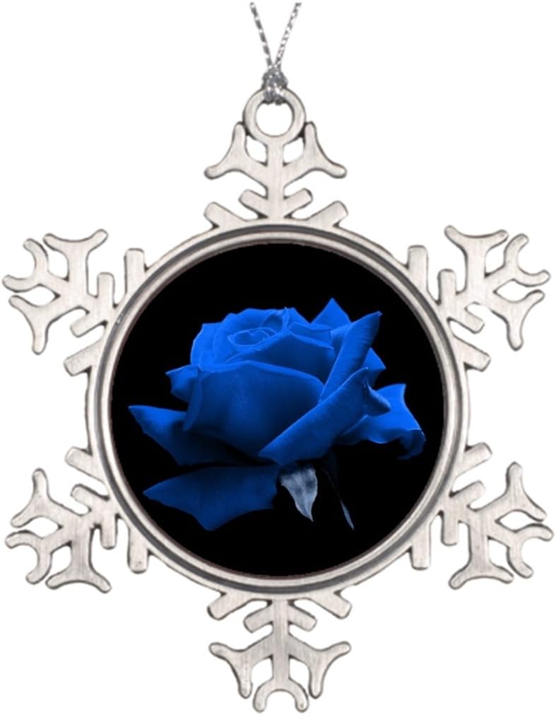 Just Redo Blue Rose Tree Branch Decoration Snowflake Ornaments Gold