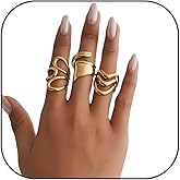 rgwtgkyh Gold Stackable Ring Sets for Women Chunky Adjustable Knuckle Rings Big Statement Jewelry Gift