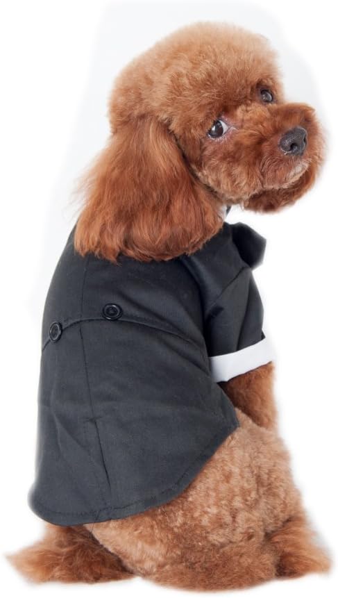 Keysui Black Dog Tuxedo Suit Puppy Wedding Clothes Coat Doggie Costume Medium, Brown - Image 4