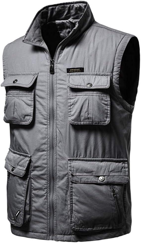 Mens MultiPocket Quilted Gilet Winter Padded Body Warmer Outdoor