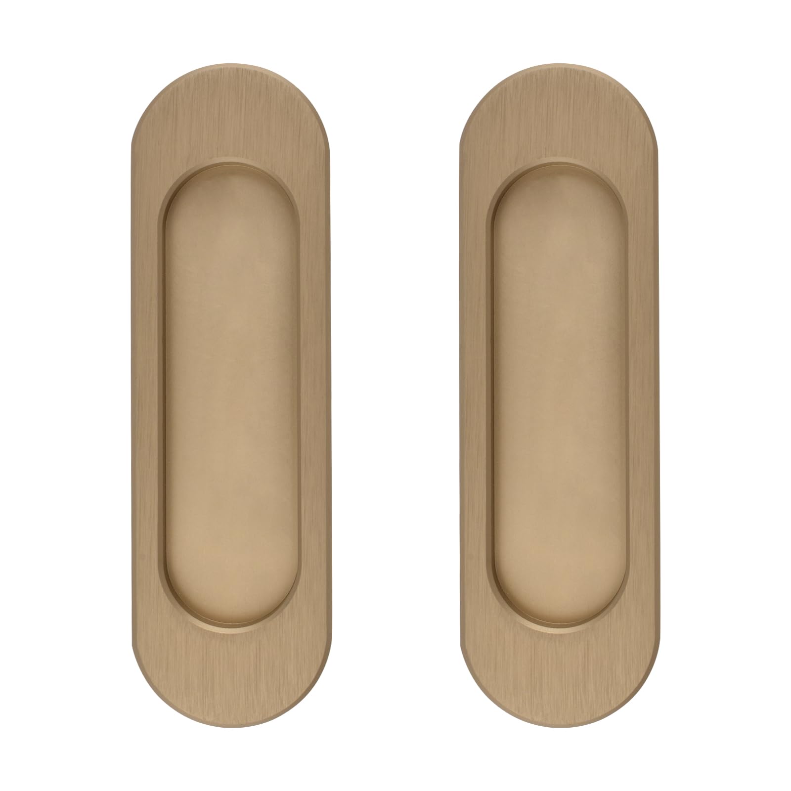 MOROBOR Self-Stick Oval Sliding Door Pulls, 2pcs Aluminum Alloy Hidden Recessed Pull Handle for Sliding Barn Door, Closet,Cabinet,Drawers (Bronze Gold, 100mm) — image 1