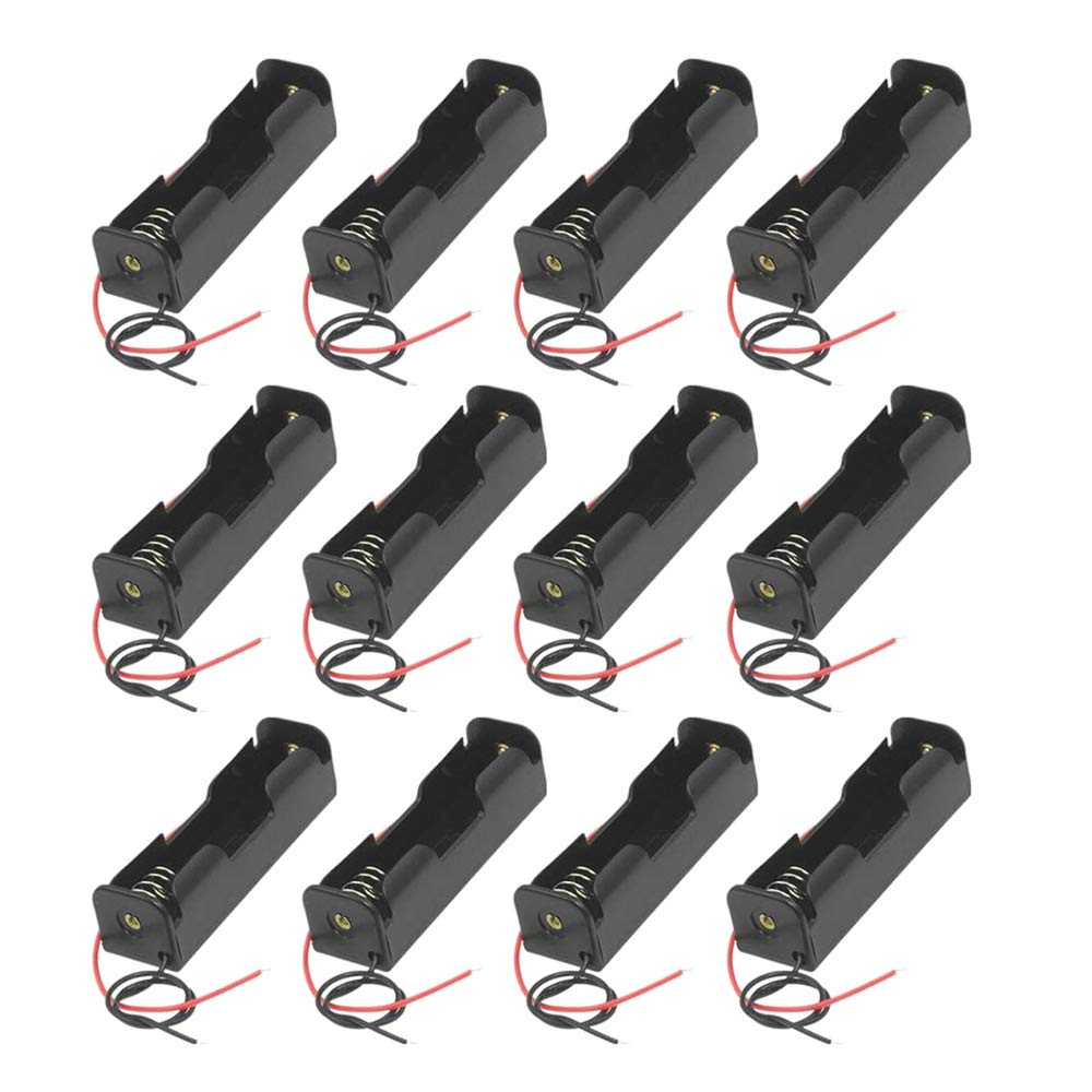 GTIWUNG 12Pcs 18650 Battery Holder Case with Lead Wire Bundle, 3.7V DIY Battery-Storage Boxes, 18650 Box Single Slot + 2Pcs Cable Straps