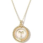 SELENICHAST 14K Gold Dainty Zodiac Necklace for Women,Gold Plated Rotatable 12 Constellation Astrology Necklaces Birthday Jewelry Gifts