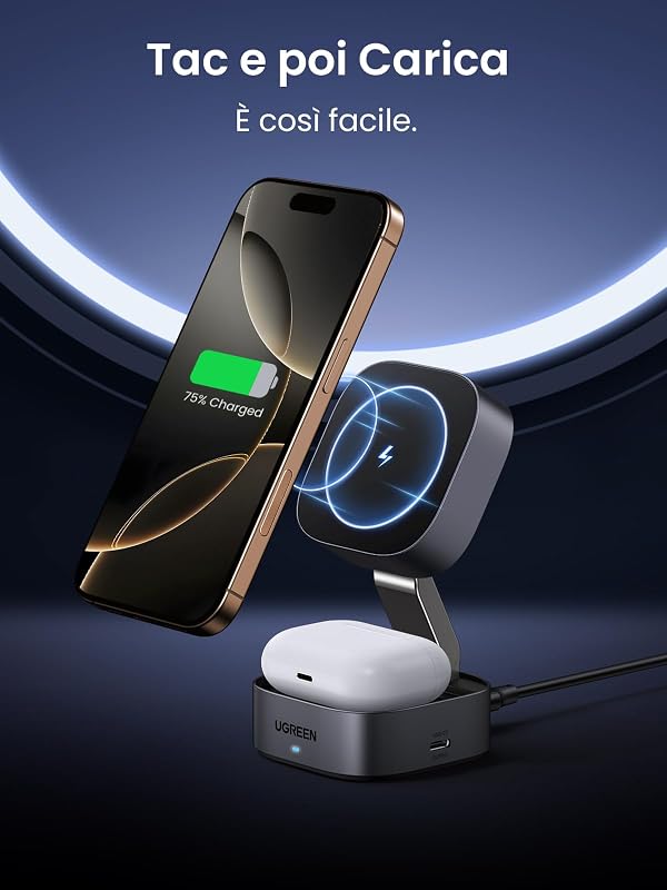 MagFlow 2 in 1 MagSafe Caricatore Wireless Magnetico