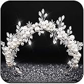 CLOACE Crystal Crown and Tiara Silver Beaded Crowns Headpiece Bride Wedding Headwear Hair Accessories for Women and Girls