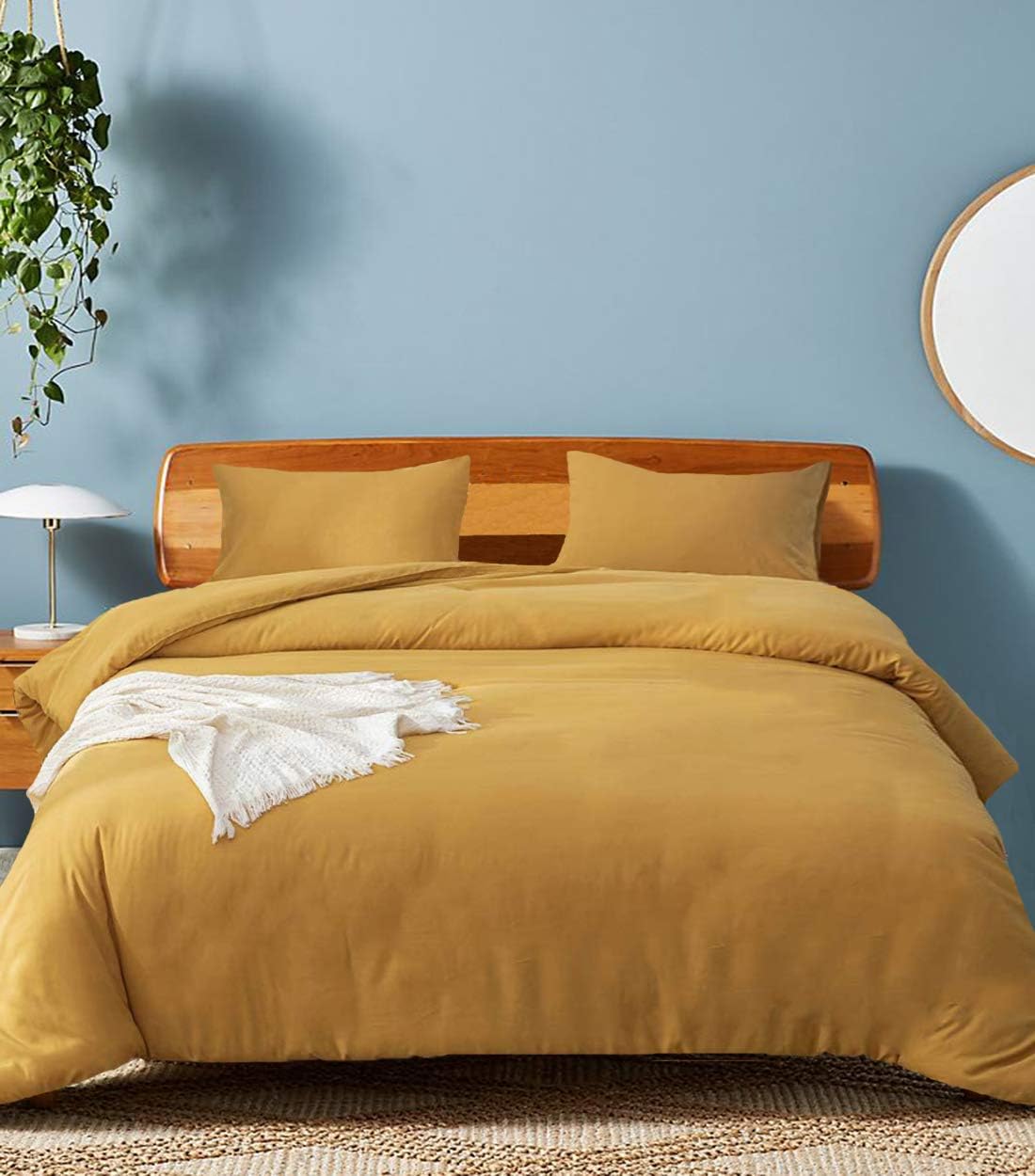 Amazon Com Clothknow Yellow Comforter Set Queen Mustard Yellow Bedding Comforter Full Girls Bedding 3pcs Gold Comforter Sets For Women Teen Bed Set Solid Color 3pcs Queen Full Size Kitchen Dining