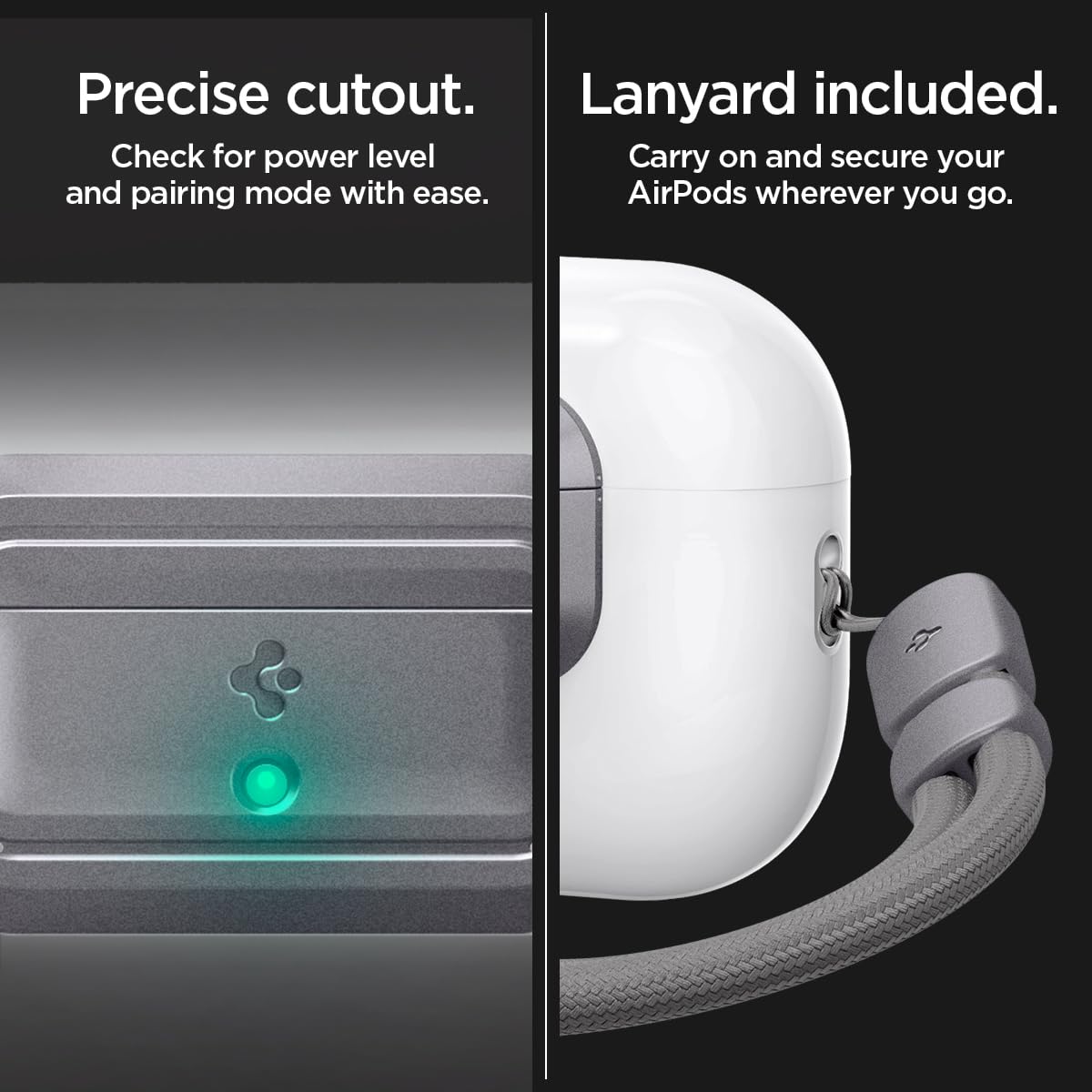 Spigen Lock Fit M [EZ FIT] Locking Device Compatible with AirPods Pro 2nd Generation/AirPods Pro Case with Lanyard [Installation Kit Included] Charging Case Not Included - Gray