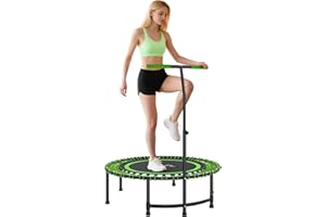 Soozier 45" Rebounder Trampoline for Adults, Mini Fitness Trampoline Bungee Rebounder with 5-Level Adjustable Handle, Indoor 