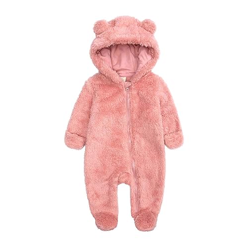 Newborn Baby Warm Snowsuit Cotton Fleece Hooded Romper Bear