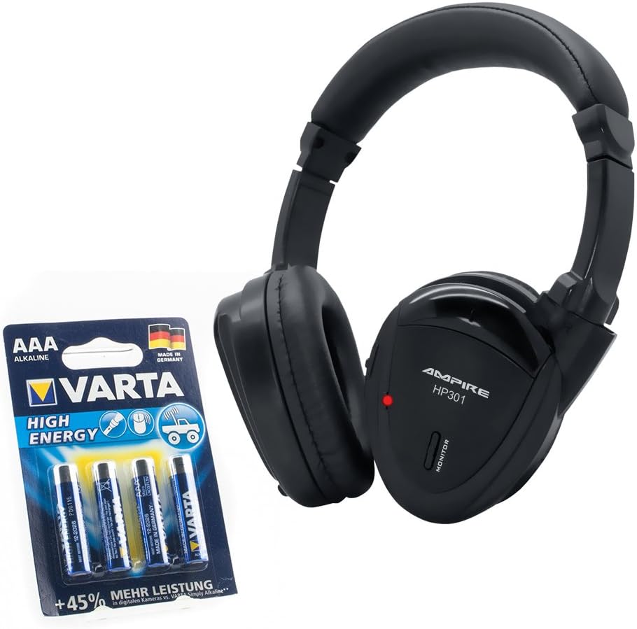 Ampire HP301 2-channel infrared headphones, foldable incl. Bag, batteries & jack cable (120cm)