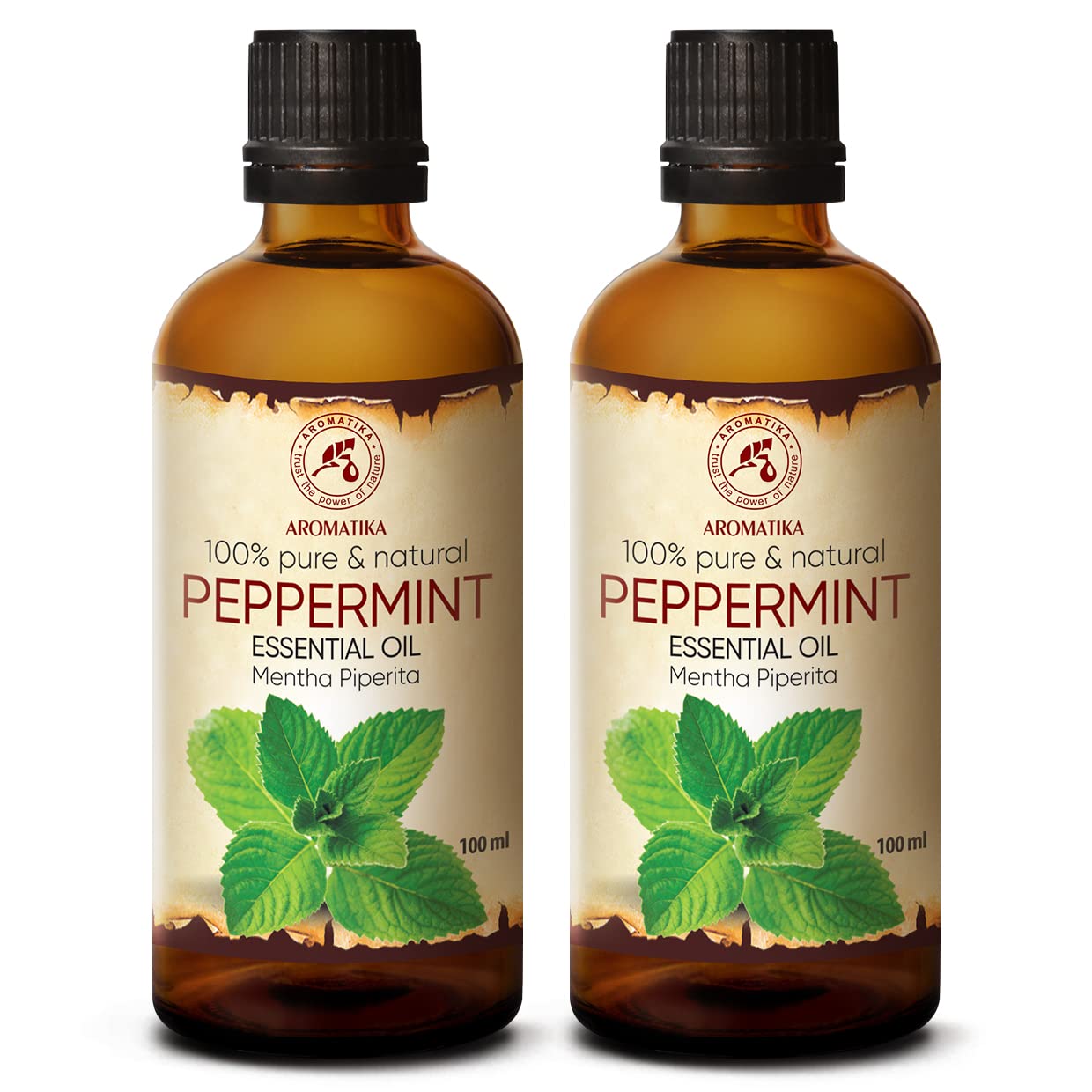 Peppermint Essential Oil 2x100 ml - Mentha Piperita - Fragrance Oil - for Diffuser and Aroma Lamp - Sauna - Aroma Soap - Candle - Aromatherapy - Fresh Scent - Air Freshener