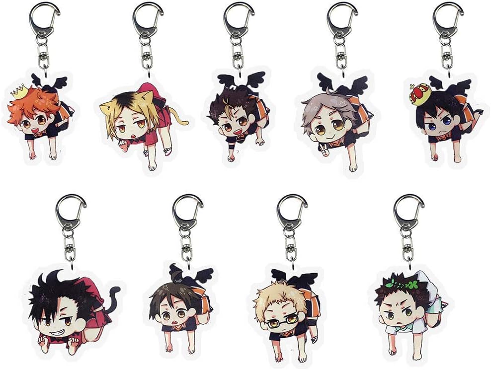 rolalo Anime Characters Figure Pendants Doll Metal Keychain Japanese Anime Cartoon Key Rings(Haikyuu)