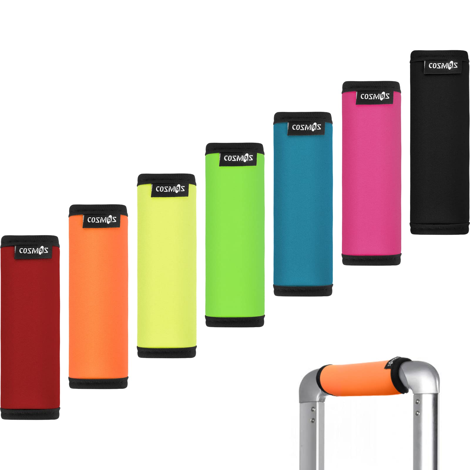 Cosmos 7 Pieces Different Color Comfort Neoprene Handle Wraps/Grip/Identifier for Travel Bag Luggage Suitcase Travel Bag Laptop Computer Tote Briefcases โ image 1