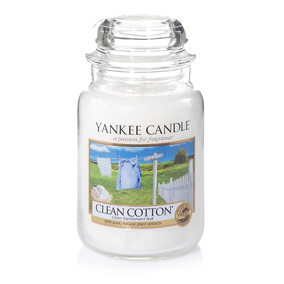 Yankee Candle Large Jar Scented Candle, Clean Cotton, Up to 150 Hours