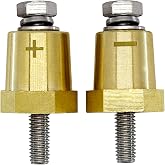 Ampper M6 Thread Bolt Brass Battery Terminal Charging Posts Adapter, 2 Pc | METRIC M6 Battery Terminal Charging Posts, Battery Post Adapter (+/-) with Solid M6 Bolts as Male Posts Direct to Battery