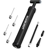 10 Inch Portable Ball Pump Kit,Inflator with 4 Metal Needles,with Needle Storage in Handle, 2 Plastic Nozzles, 1 Extension Flexible Hose,Sports Air Pump for Soccer, Basketball, Volleyball Football