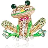 Comelyjewel Frog Brooch Pins for Women Men, Enamel Rhinestone Colorful