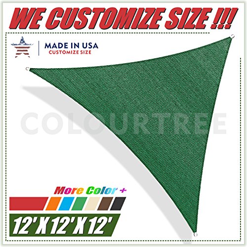 UPC 794834284032, ColourTree 12&#39; x 12&#39; x12&#39; Sun Shade Sail Triangle Green Canopy Awning Shelter Fabric Cloth Screen – UV &amp; Water Resistant Heavy Duty Commercial Grade Outdoor Patio Carport (Custom Size Available)