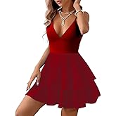 Vimagcal Women's Backless Bow Tie Short Dress V Neck Summer Models Sexy Halter Dresses