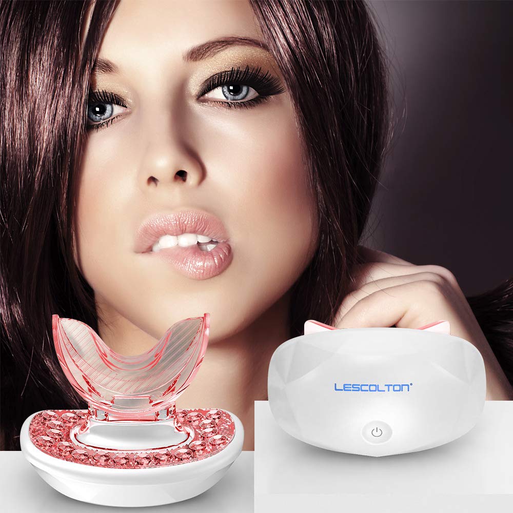 Lescolton Anti Aging Lip Care Anti Aging Lip Lines Treatment Rechargeable Lip Enhancer Tool Light Therapy Lip Care for Sexy Lips (White)