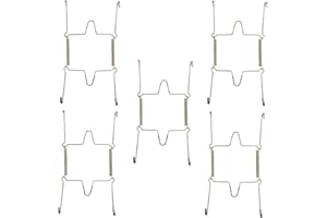Xinlinke 5Pcs 6-Inch Small Invisible Plate Wire Hanger Wall Holders with Protective Rubber Cover for 5" to 7" Decorative Tray