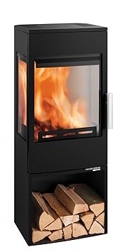 Haas und Sohn Kaminofen Wien easy 351.15 perl-schwarz 3 Sichtscheiben mit Holzfach